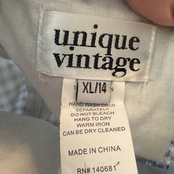 UNIQUE VINTAGE Golightly Sundress Rose Embroidered Black Gingham Cotton Dress - Picture 9 of 11